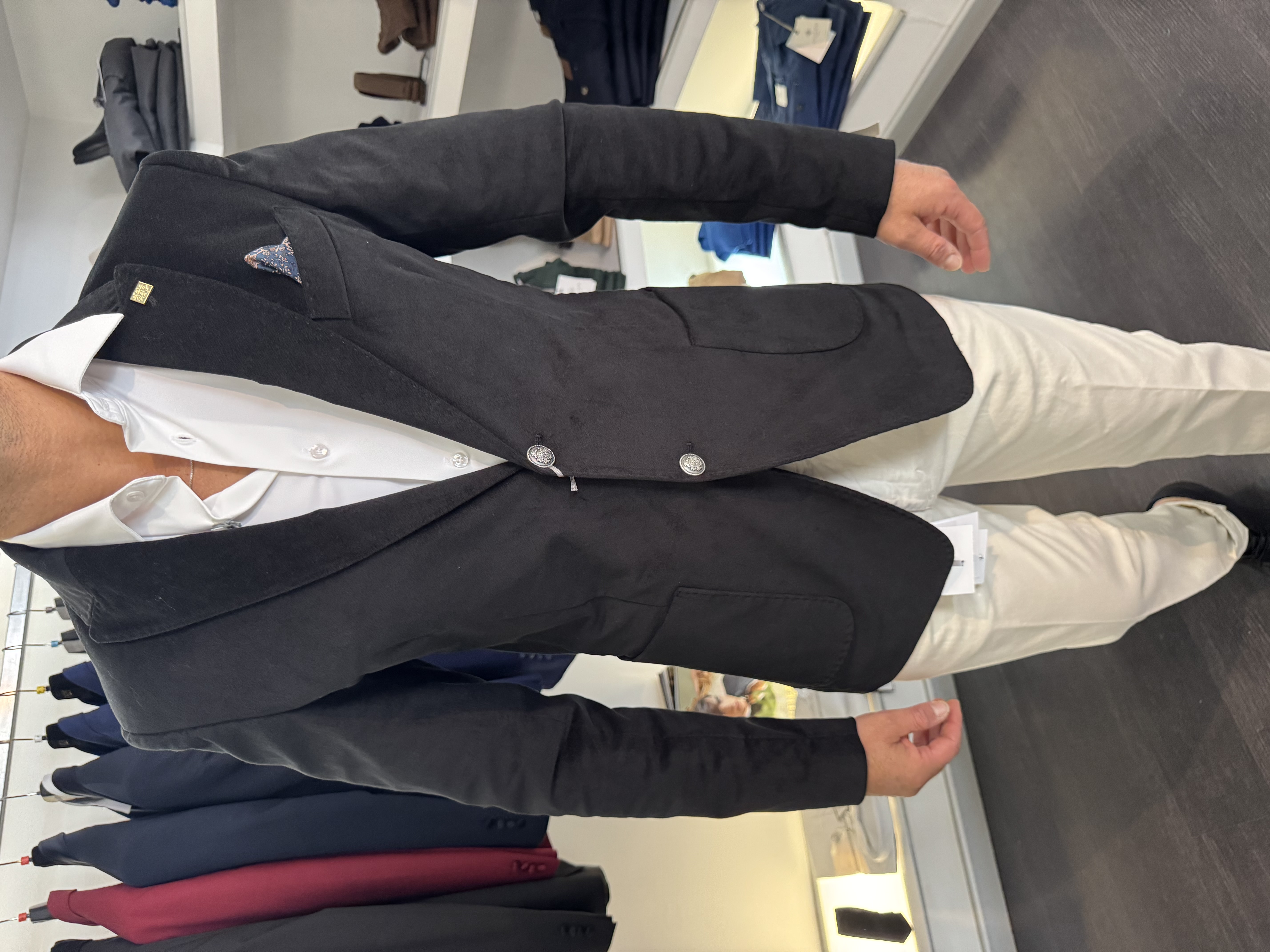 Giacca in velluto liscio nero 